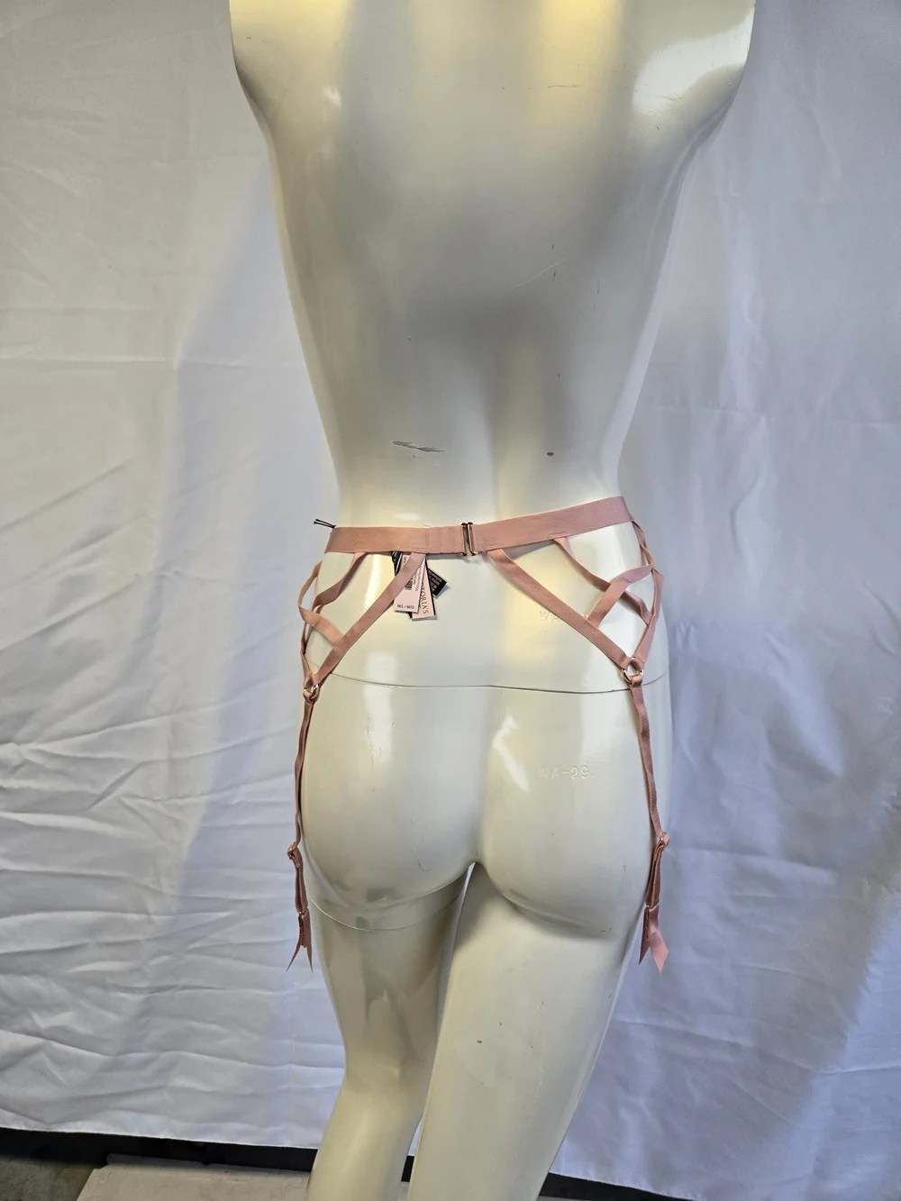 Victoria's Secret Blush Pink Satin Studded Garter Harness